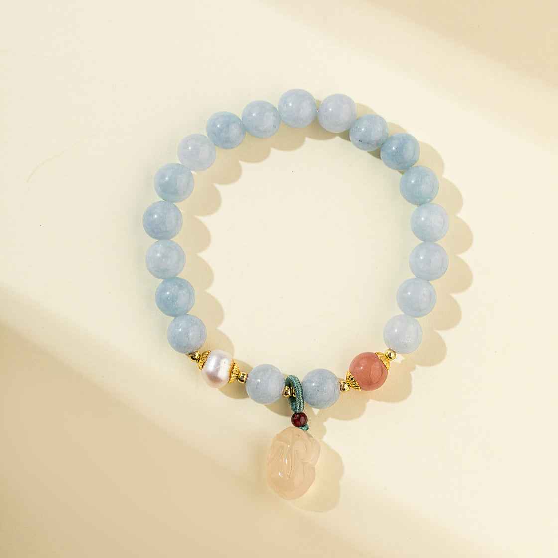 Blue Jade Quartz Crystal Bracelet-Natural Energy & Handmade