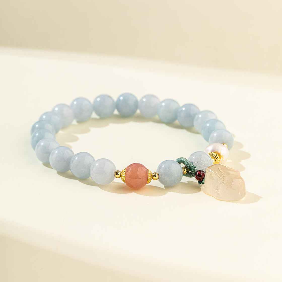 Blue Jade Quartz Crystal Bracelet-Natural Energy & Handmade