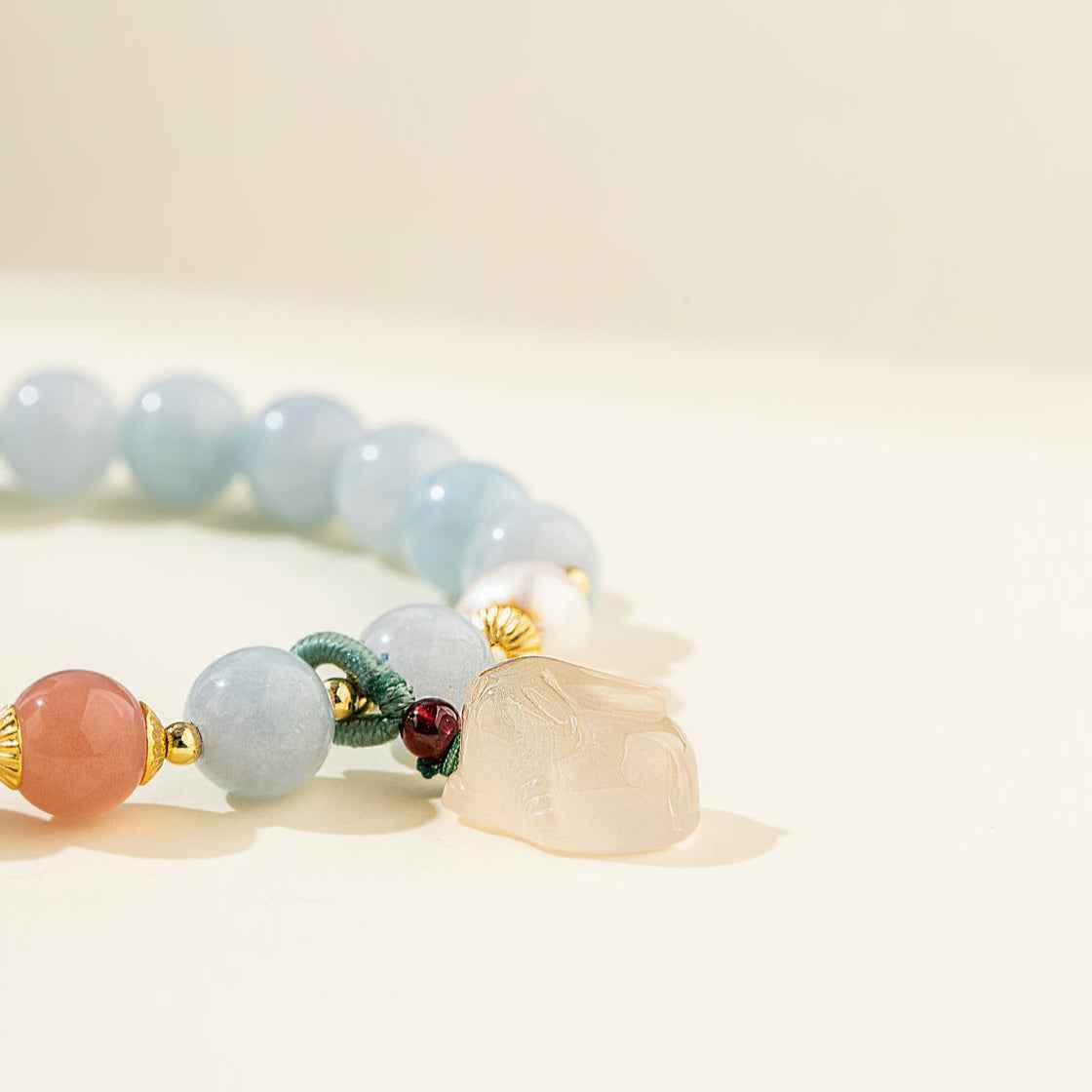 Blue Jade Quartz Crystal Bracelet-Natural Energy & Handmade