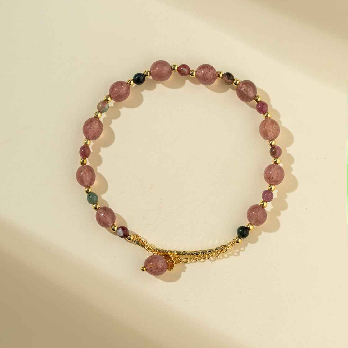 Multicolor Crystal Quartz Gold Bracelet-Natural Energy & Handmade