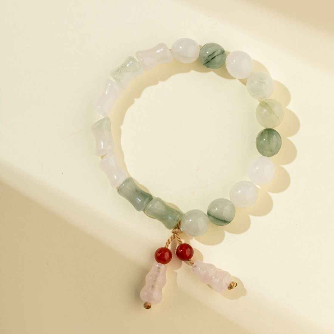 Jade Bamboo Sculpture Bracelet-Natural Energy & Handmade