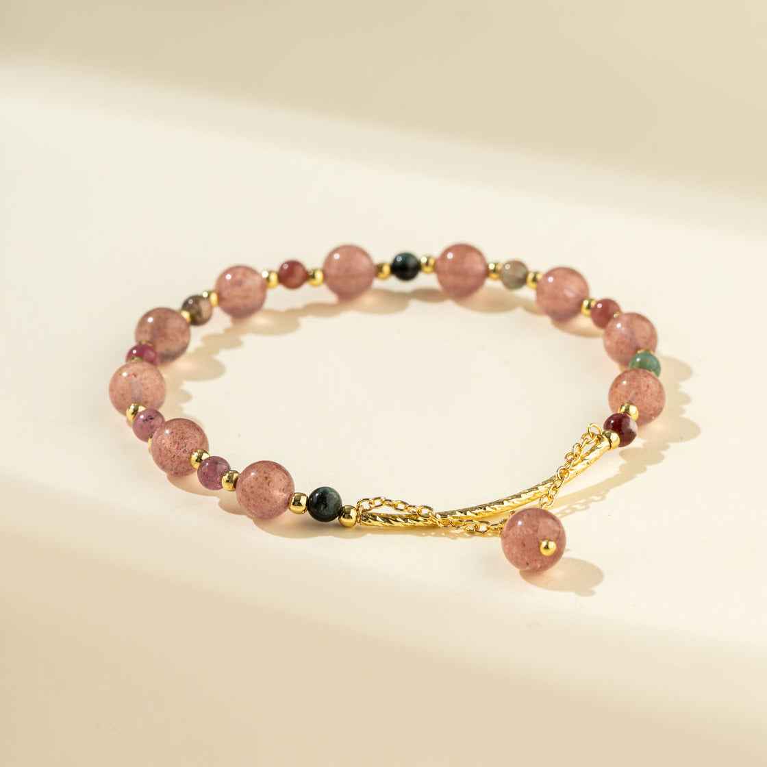 Multicolor Crystal Quartz Gold Bracelet-Natural Energy & Handmade