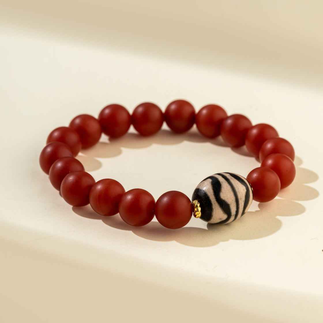 Sandalwood Buddhist Dzi Beads Bracelet-Natural Energy & Handmade