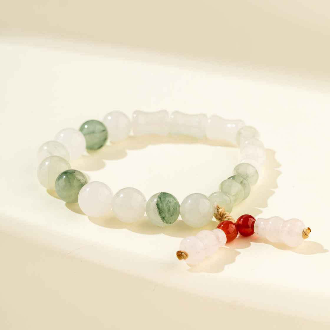 Jade Bamboo Sculpture Bracelet-Natural Energy & Handmade