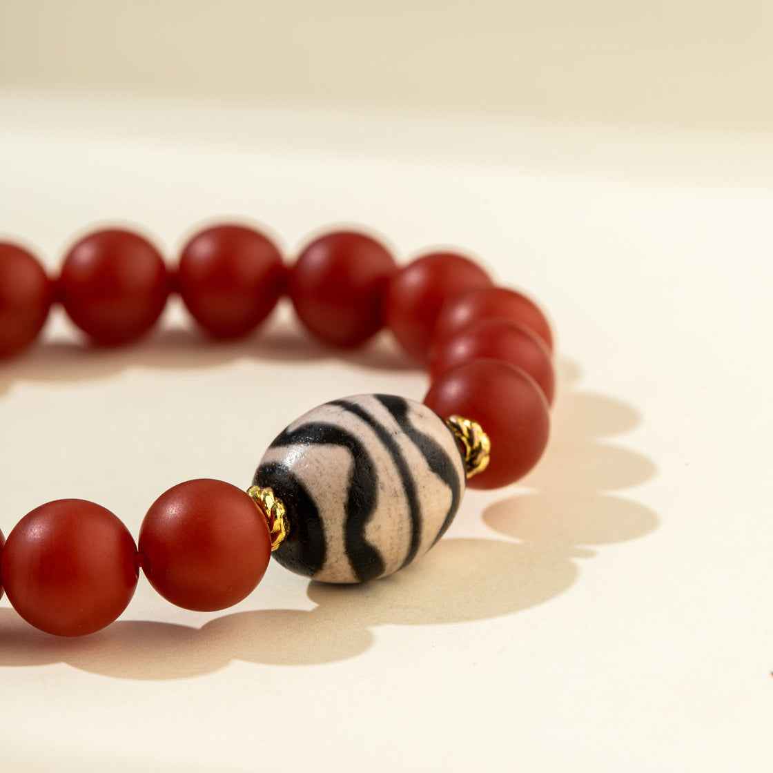 Sandalwood Buddhist Dzi Beads Bracelet-Natural Energy & Handmade