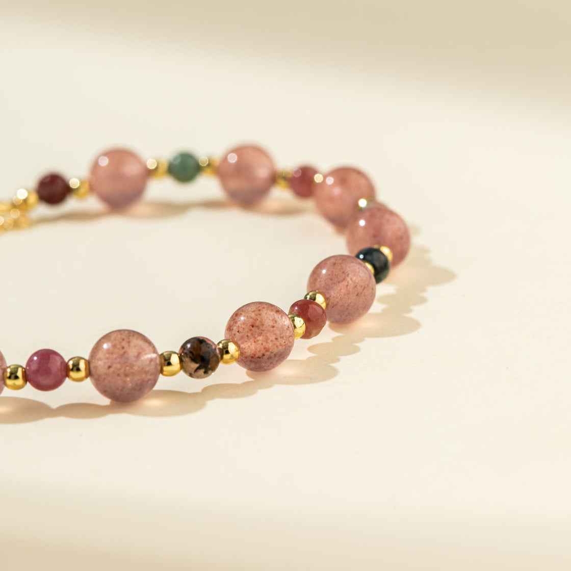 Multicolor Crystal Quartz Gold Bracelet-Natural Energy & Handmade