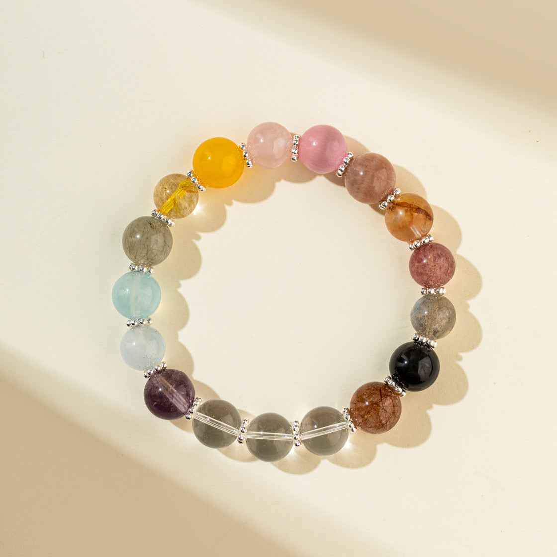 Multicolor Quartz Crystal Bracelet-Natural Energy & Handmade
