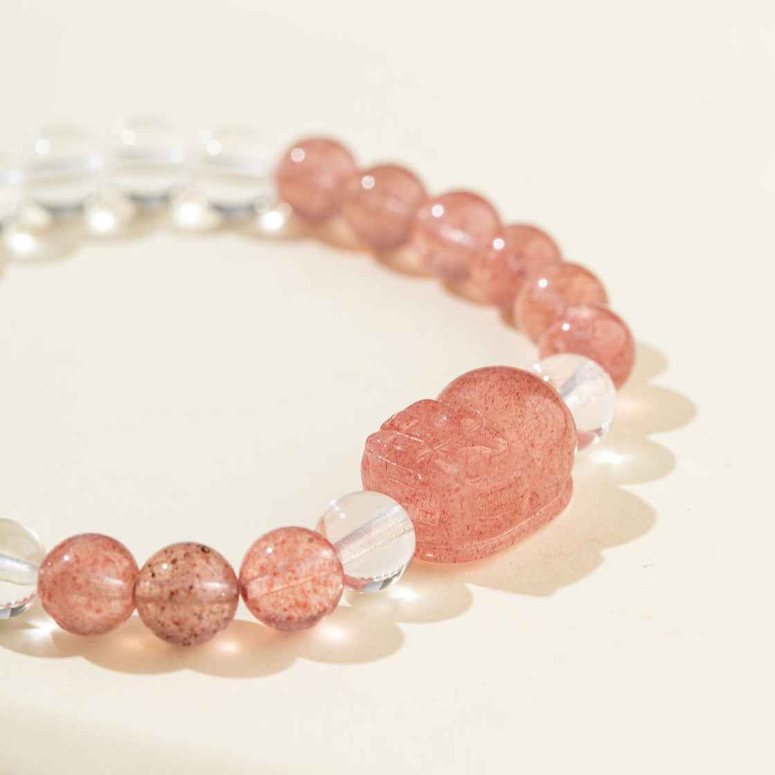 Strawberry Crystal Animal Sculpture Bracelet-Natural Energy & Handmade