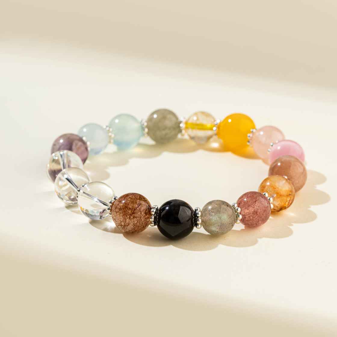 Multicolor Quartz Crystal Bracelet-Natural Energy & Handmade