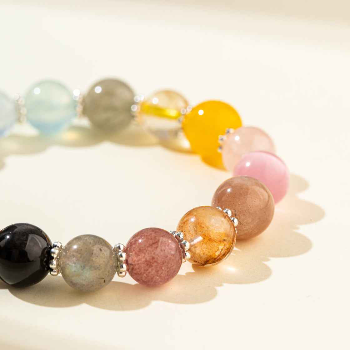 Multicolor Quartz Crystal Bracelet-Natural Energy & Handmade