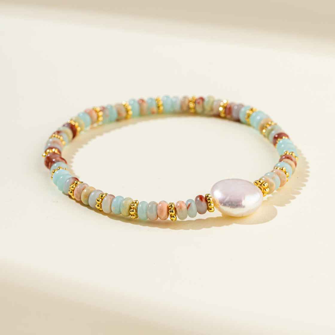 Pearl Emerald Gold Bracelet-Natural Energy & Handmade