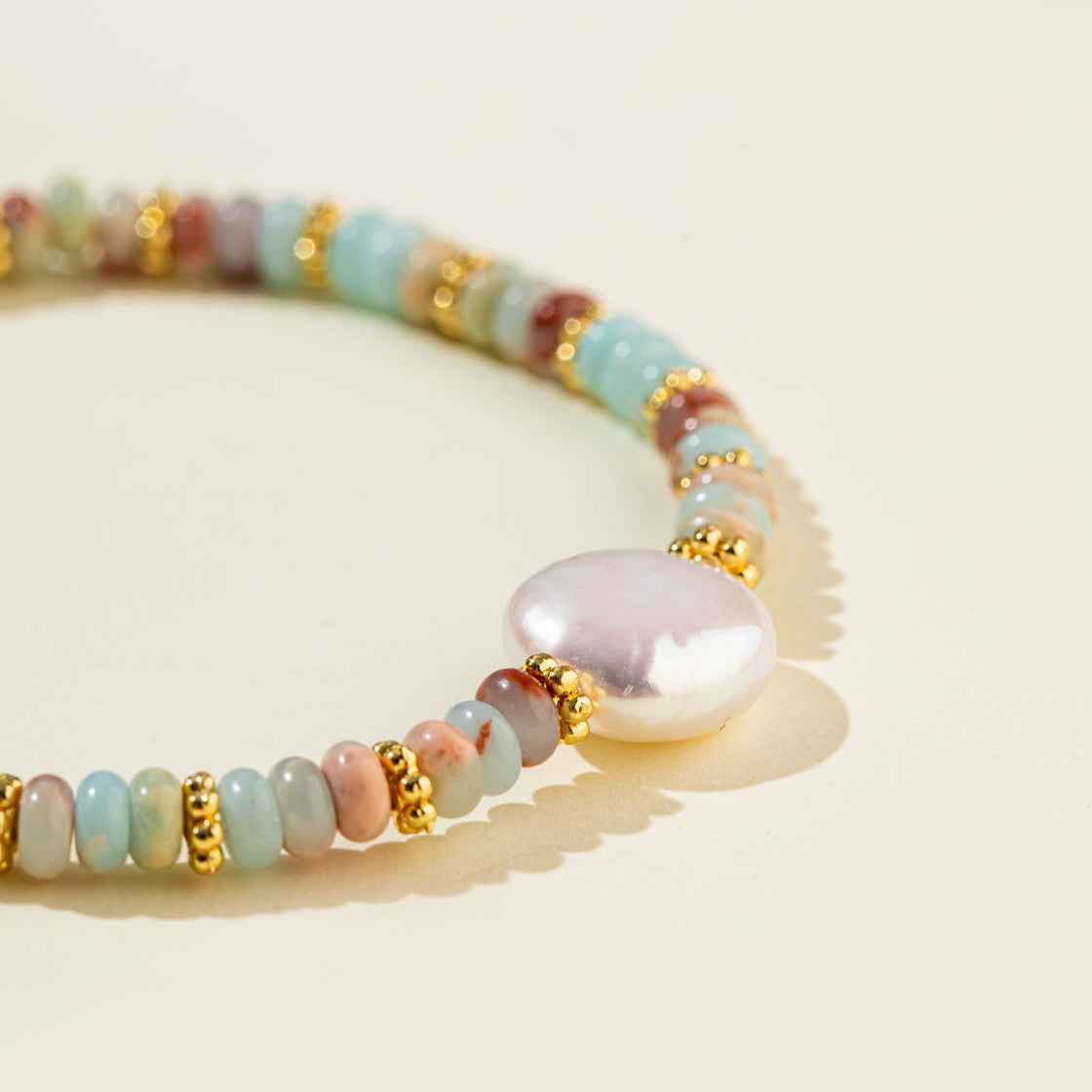 Pearl Emerald Gold Bracelet-Natural Energy & Handmade
