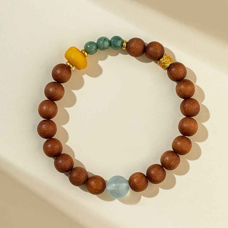 Natural Sandalwood Agate Crystal Bracelet-Natural Energy & Handmade