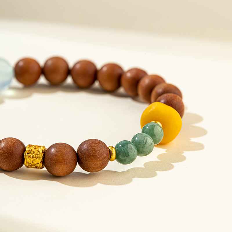Natural Sandalwood Agate Crystal Bracelet-Natural Energy & Handmade