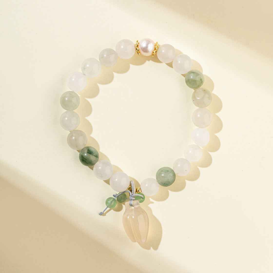 Jade Crystal Pearl Flower Sculpture Bracelet-Natural Energy & Handmade