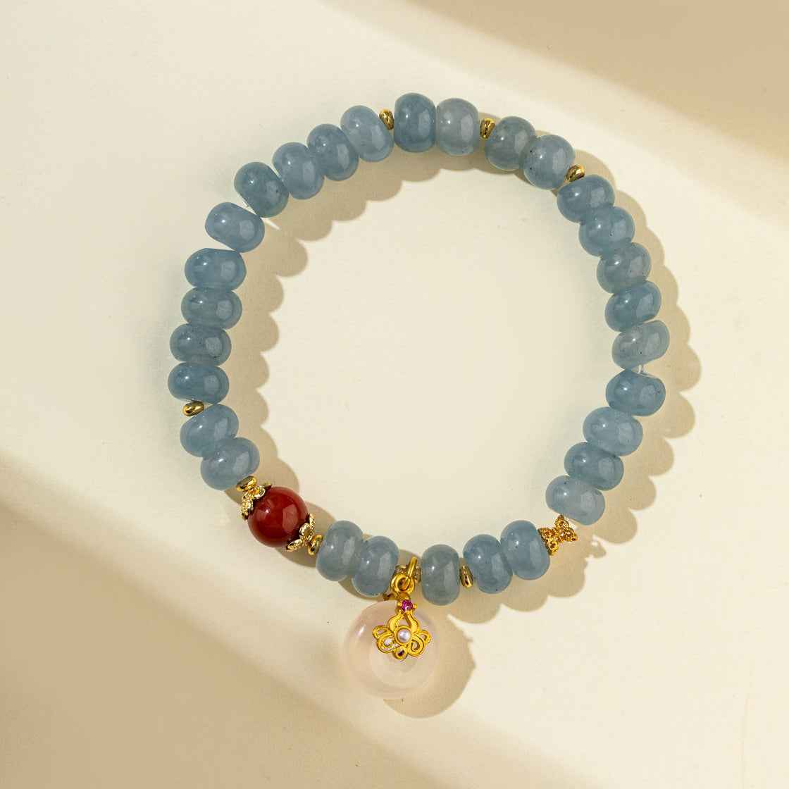 Sapphire Agate Jade Pearl Gold Bracelet-Natural Energy & Handmade