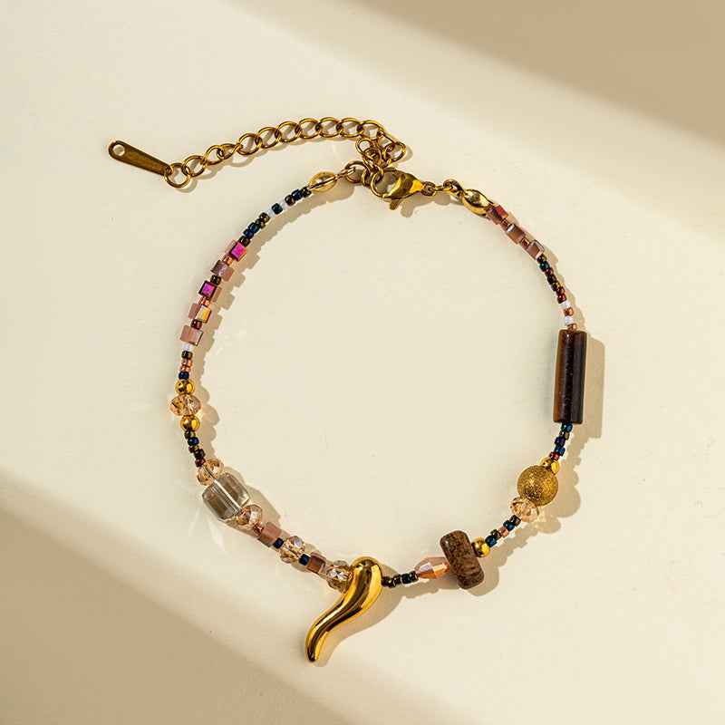 Czech Quartz Crystal Gold Bracelet-Natural Energy & Handmade