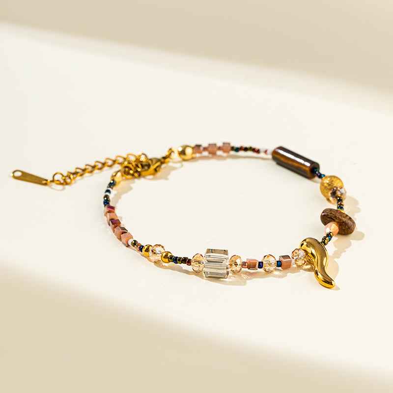 Czech Quartz Crystal Gold Bracelet-Natural Energy & Handmade