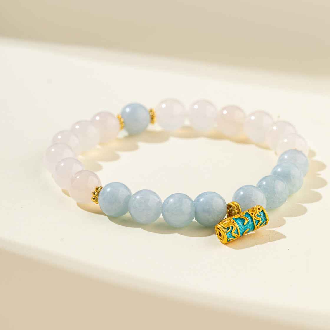 Crystal Agate Sky Heart Gold Lock Sculpture Bracelet-Natural Energy & Handmade