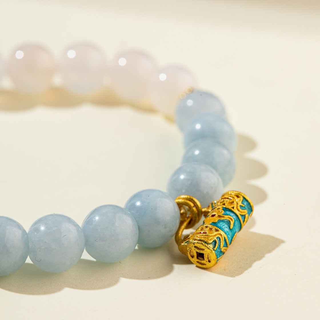 Crystal Agate Sky Heart Gold Lock Sculpture Bracelet-Natural Energy & Handmade
