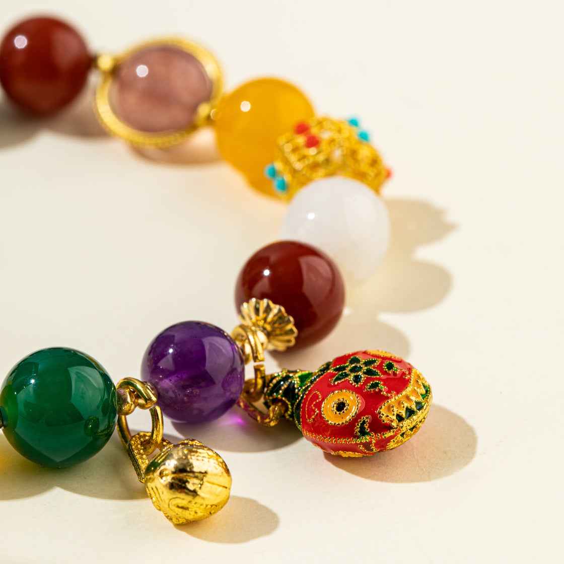 Multicolor Crystal Agate Jade Gold Bracelet-Natural Energy & Handmade