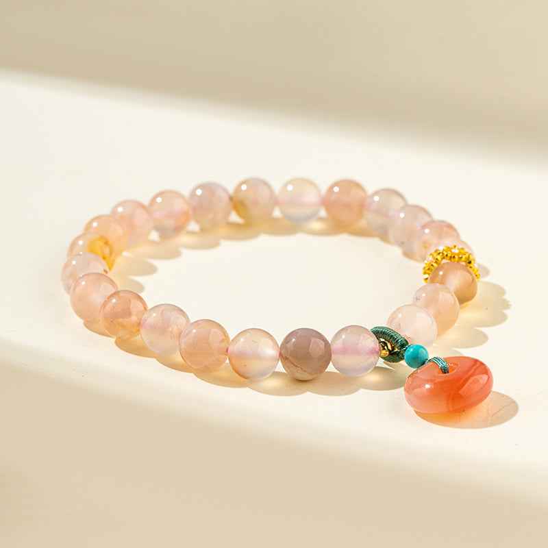 Pink Agate Gold Bracelet- Energy & Handmade