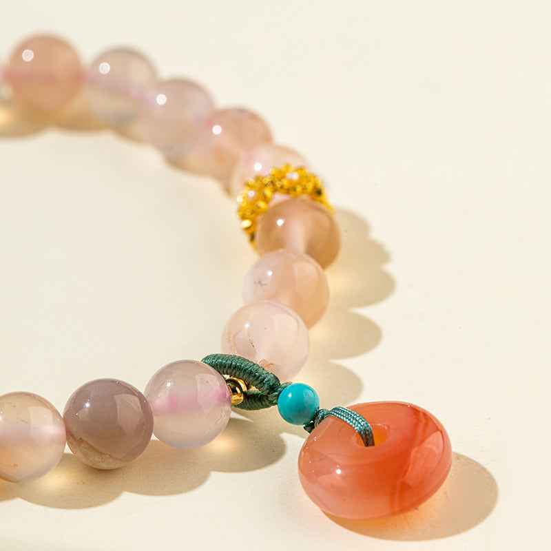 Pink Agate Gold Bracelet- Energy & Handmade