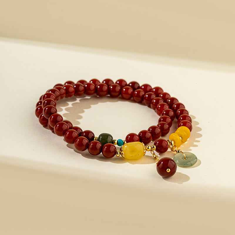 Red Agate Jade Gold Bracelet-Natural Energy & Handmade