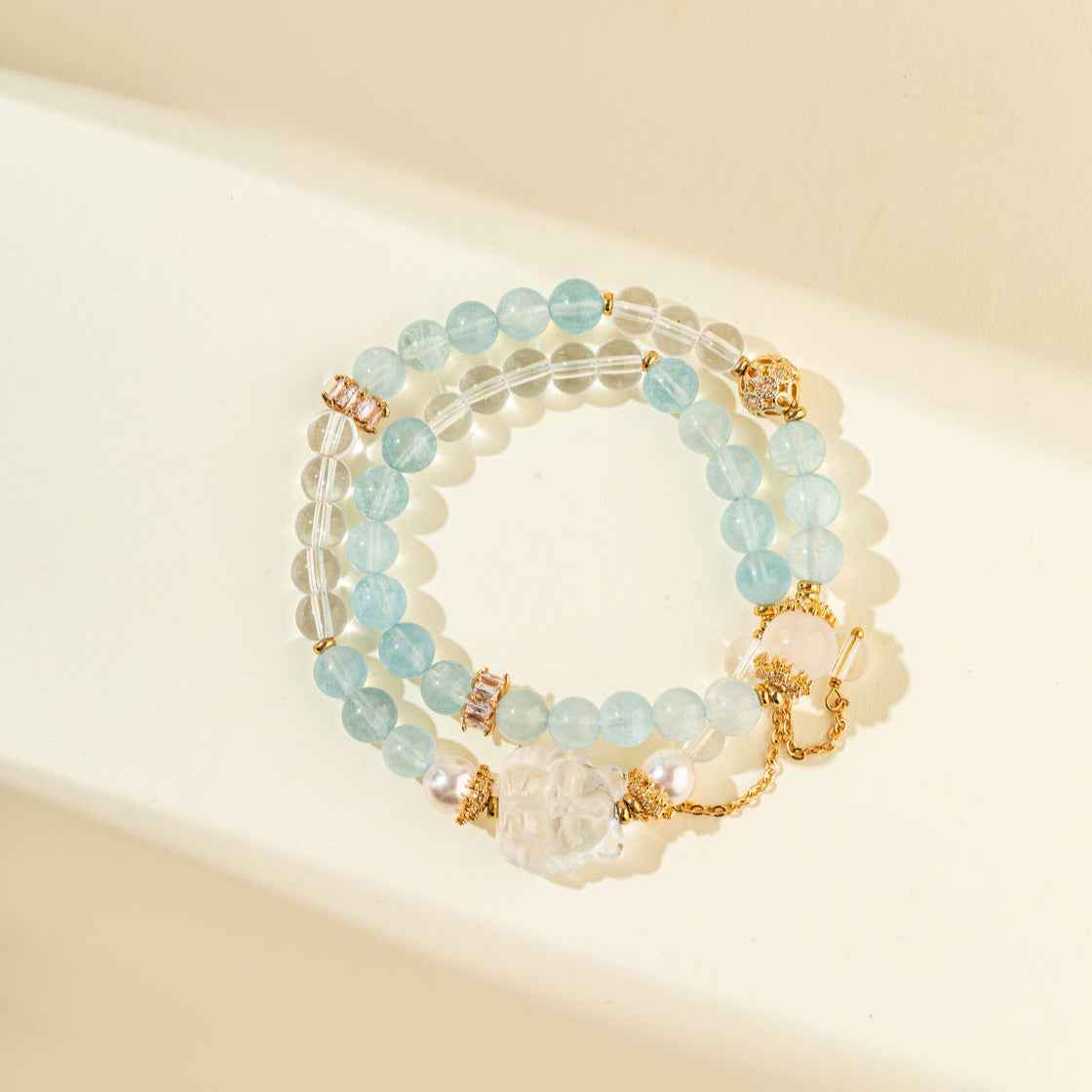 Jade Crystal Pearl Fox Sculpture Bracelet-Natural Energy & Handmade
