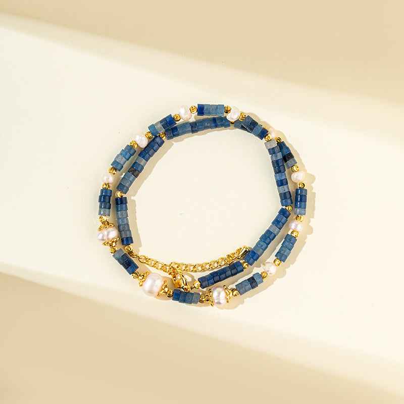 Agate Gold And Pearl Necklace-Natural Energy & Handmade