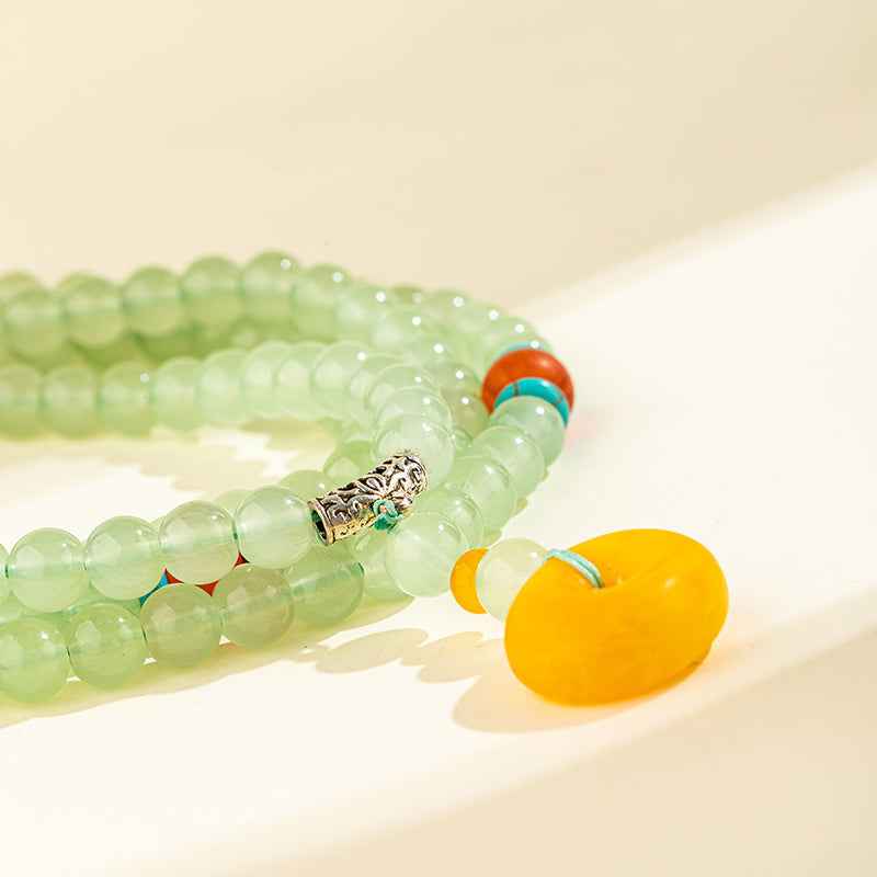 Green Quartz Crystal Long Necklace-Natural Energy & Handmade