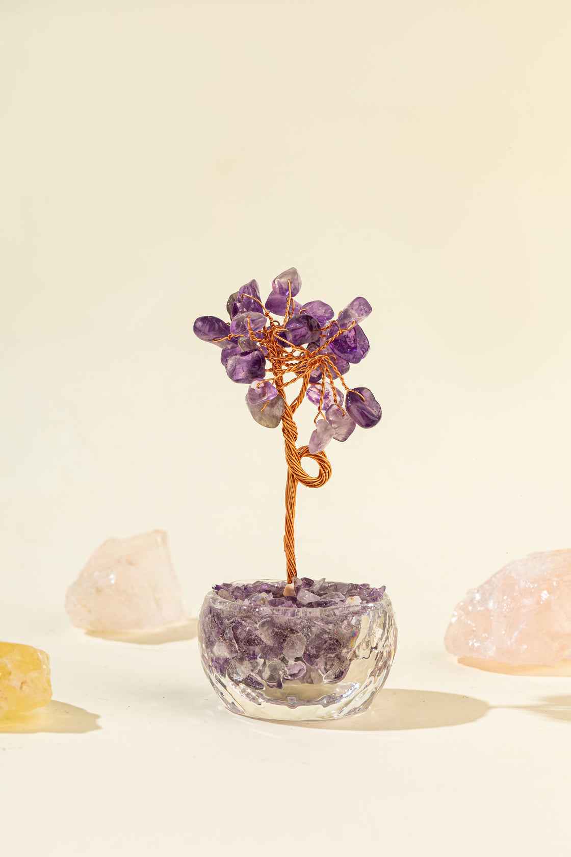 Small Pink Crystal Prosperity Tree Home Decoration