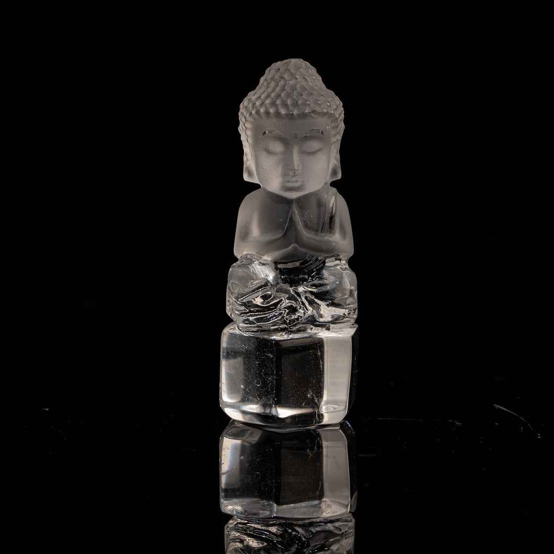 Transparent Crystal Shakyamuni Buddha Sculpture-Natural Energy & Handmade