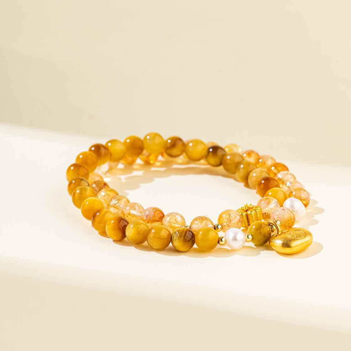Crystal Agate Pearl Gold Bracelet-Natural Energy & Handmade