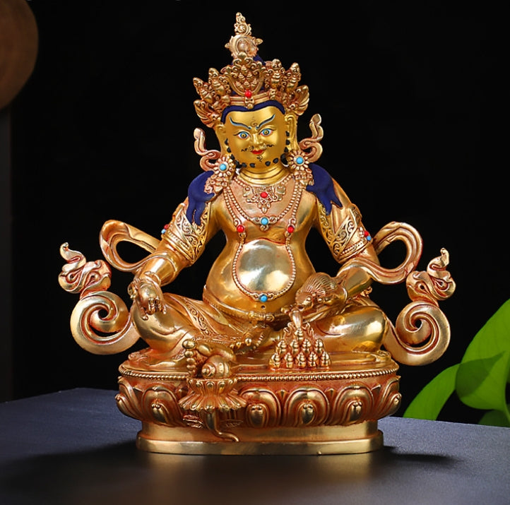 Yellow Tibetan Buddha Pendant - Finely Crafted Brass Tantric Statue of Wealth