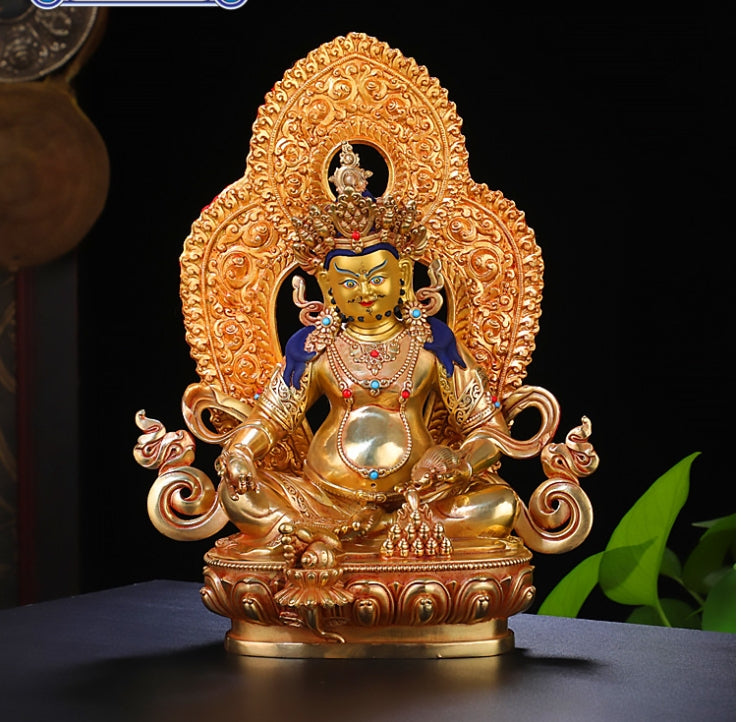 Yellow Tibetan Buddha Pendant - Finely Crafted Brass Tantric Statue of Wealth