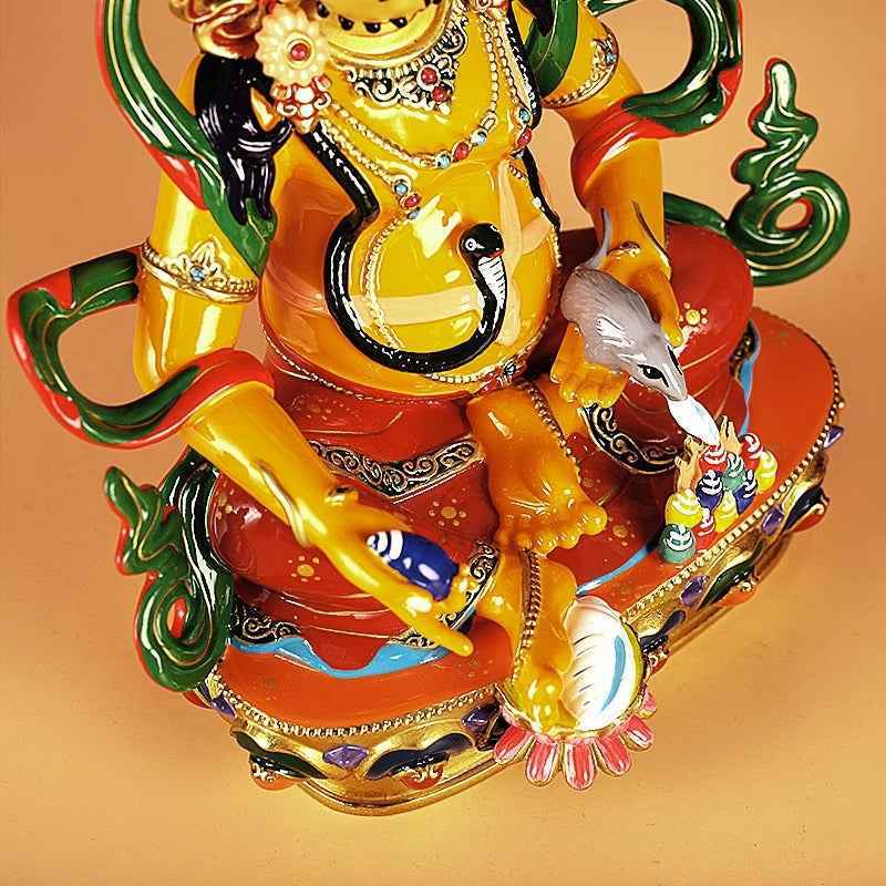 Yellow God of Wealth Tibetan Tantric Buddha Statue Pendant Finely Crafted Brass