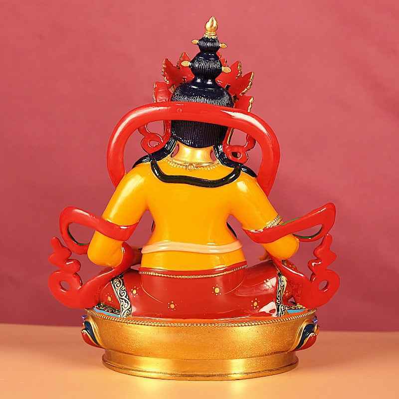 Yellow God of Wealth Tibetan Tantric Buddha Statue Pendant Finely Crafted Brass