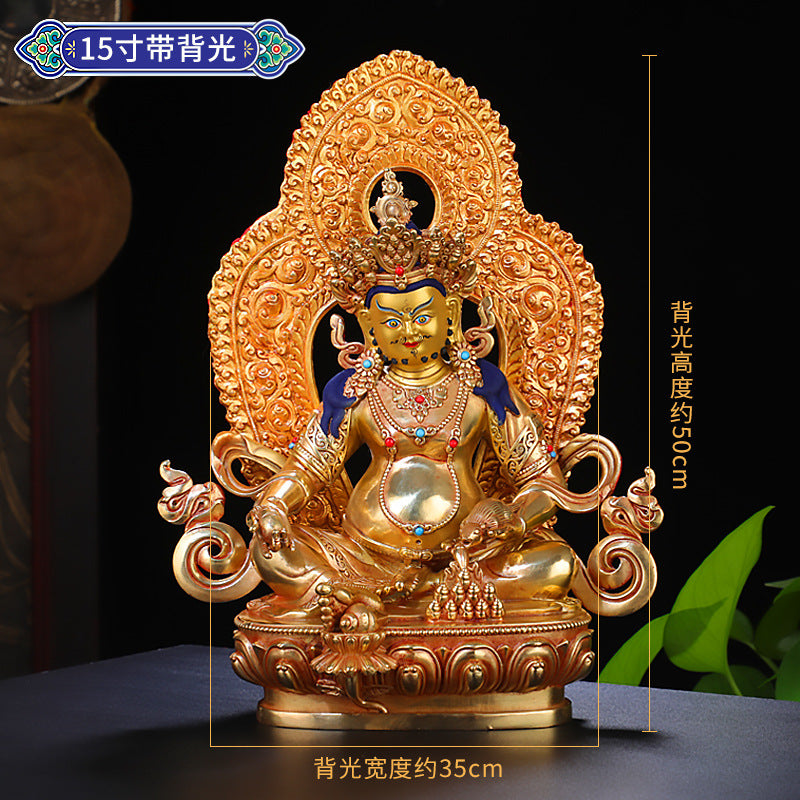 Yellow Tibetan Buddha Pendant - Finely Crafted Brass Tantric Statue of Wealth