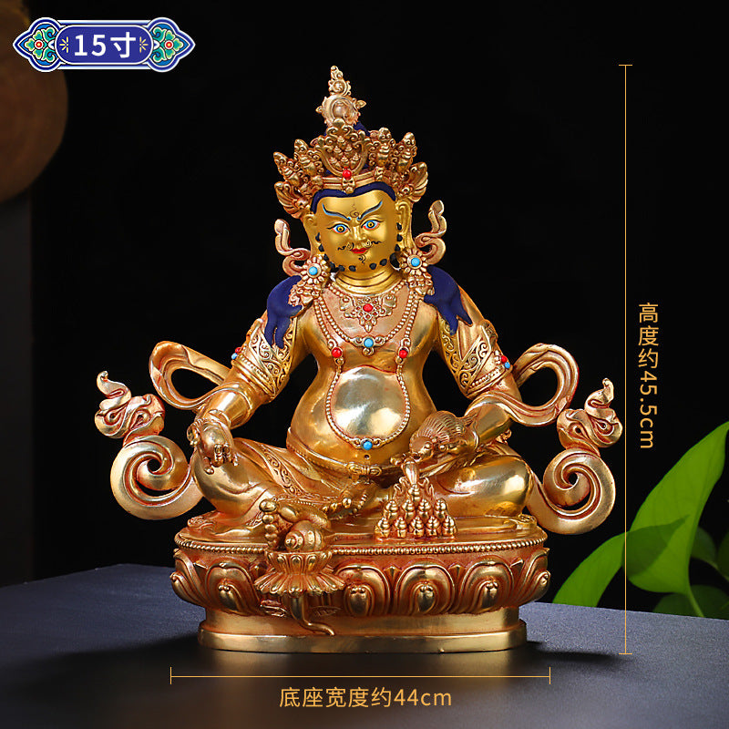 Yellow Tibetan Buddha Pendant - Finely Crafted Brass Tantric Statue of Wealth