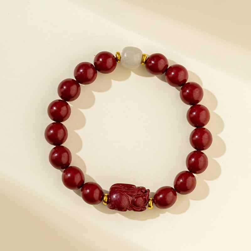 Red Natural Sandalwood Jade Gold Bracelet-Natural Energy & Handmade