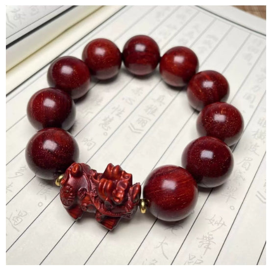 Sandalwood Incense Carved Pixiu Fengshui Bracelet