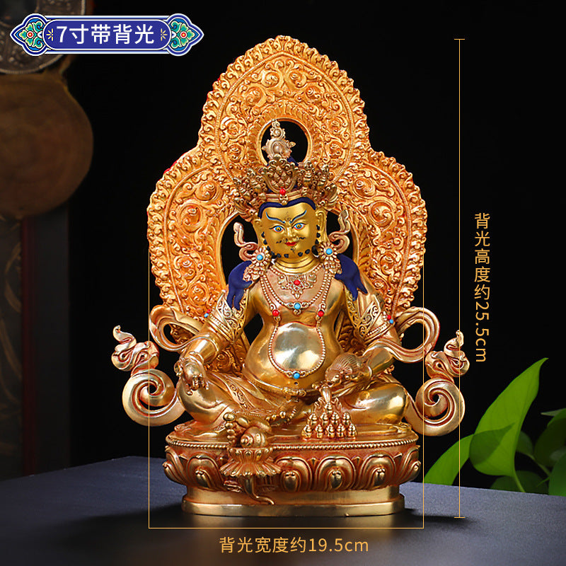 Yellow Tibetan Buddha Pendant - Finely Crafted Brass Tantric Statue of Wealth