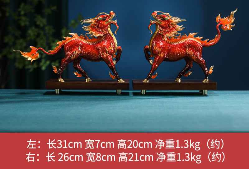 Pure Brass Five - Clawed Golden Dragon Decoration - Attract Wealth