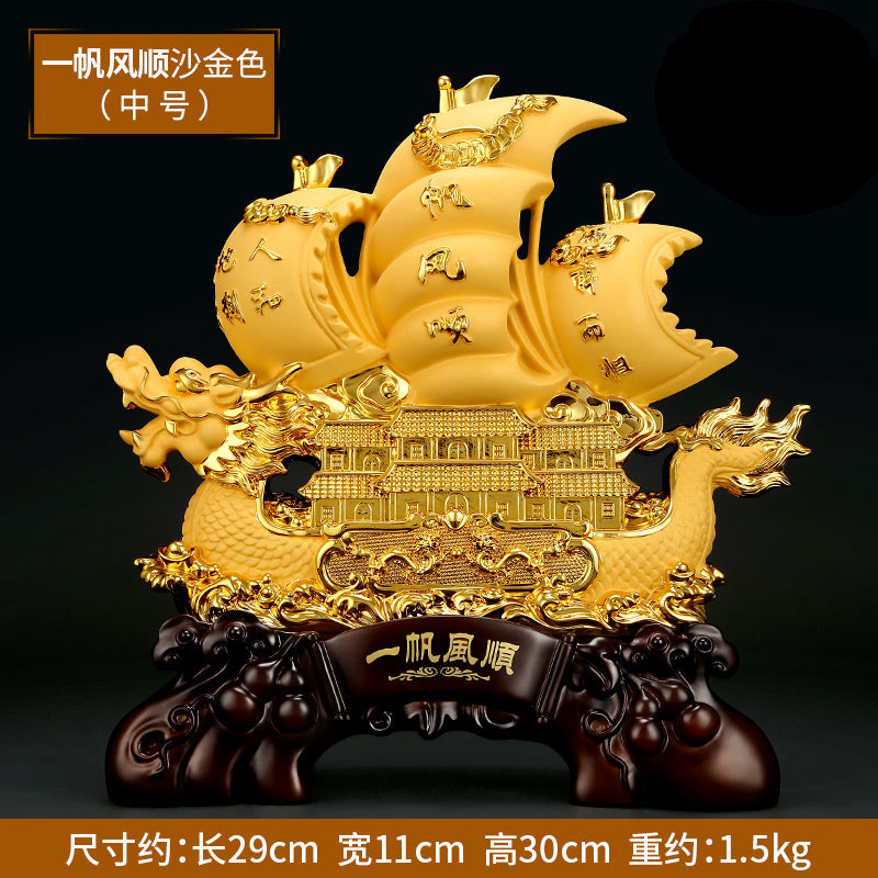 Smooth Sailing Dragon Boat Feng Shui Decoration for Attracting Wealth and Prosperity