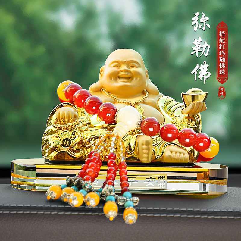 Glazed Maitreya Buddha Car Decoration - A Sacred Car Item for Attracting Wealth and Ensuring Safety