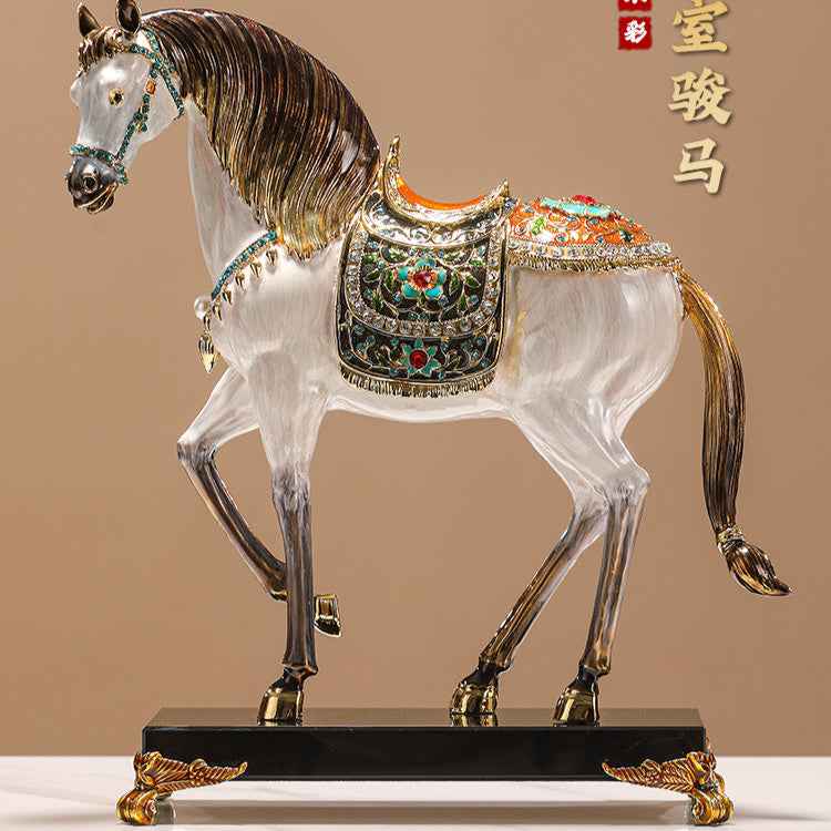 Royal Steed "Achieving Success Immediately" Ornament - Enamel - colored Alloy Fortune - attracting Feng Shui Artwork