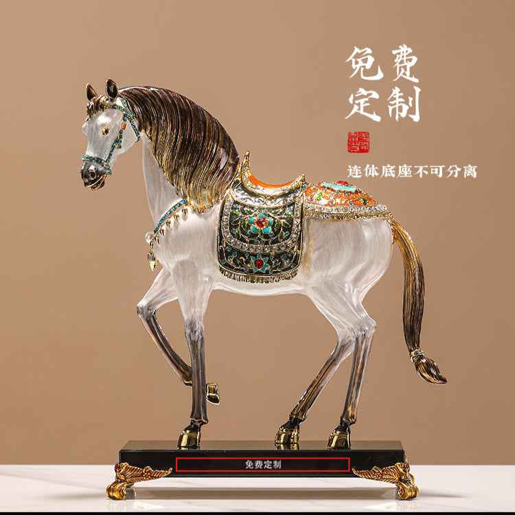 Royal Steed "Achieving Success Immediately" Ornament - Enamel - colored Alloy Fortune - attracting Feng Shui Artwork