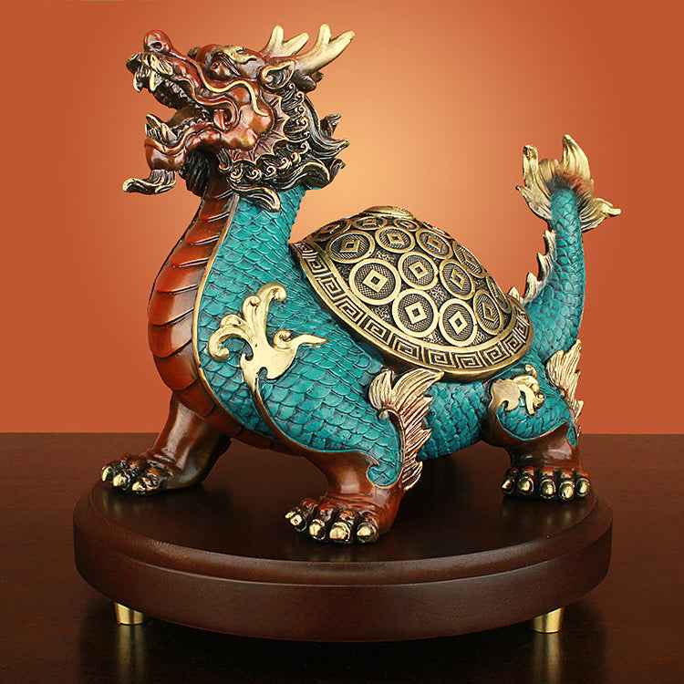 Pure Copper Colorful Bagua Money Turtle Pendant-