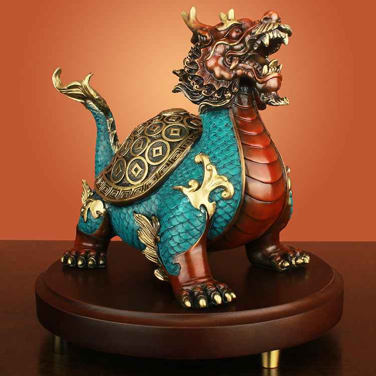 Pure Copper Colorful Bagua Money Turtle Pendant-